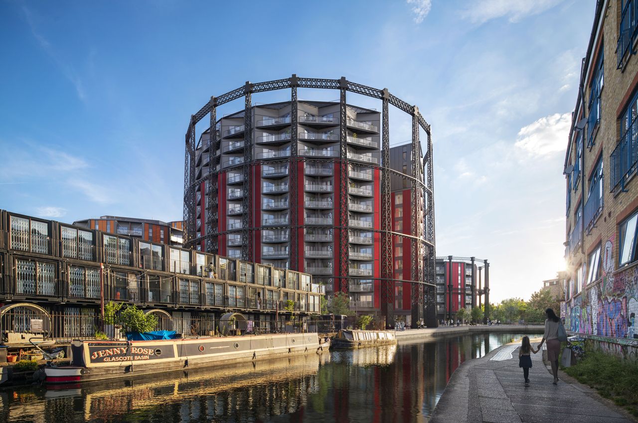 apartment building inside gasholder