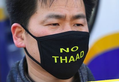 A protester against THAAD in South Korea.