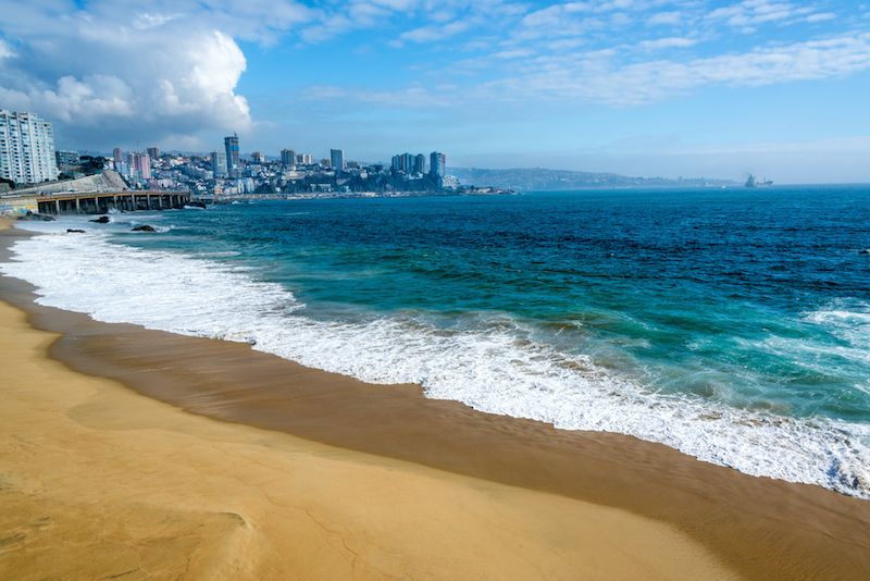 The Pacific coastline of Chile, near the city of Vina del Mar.