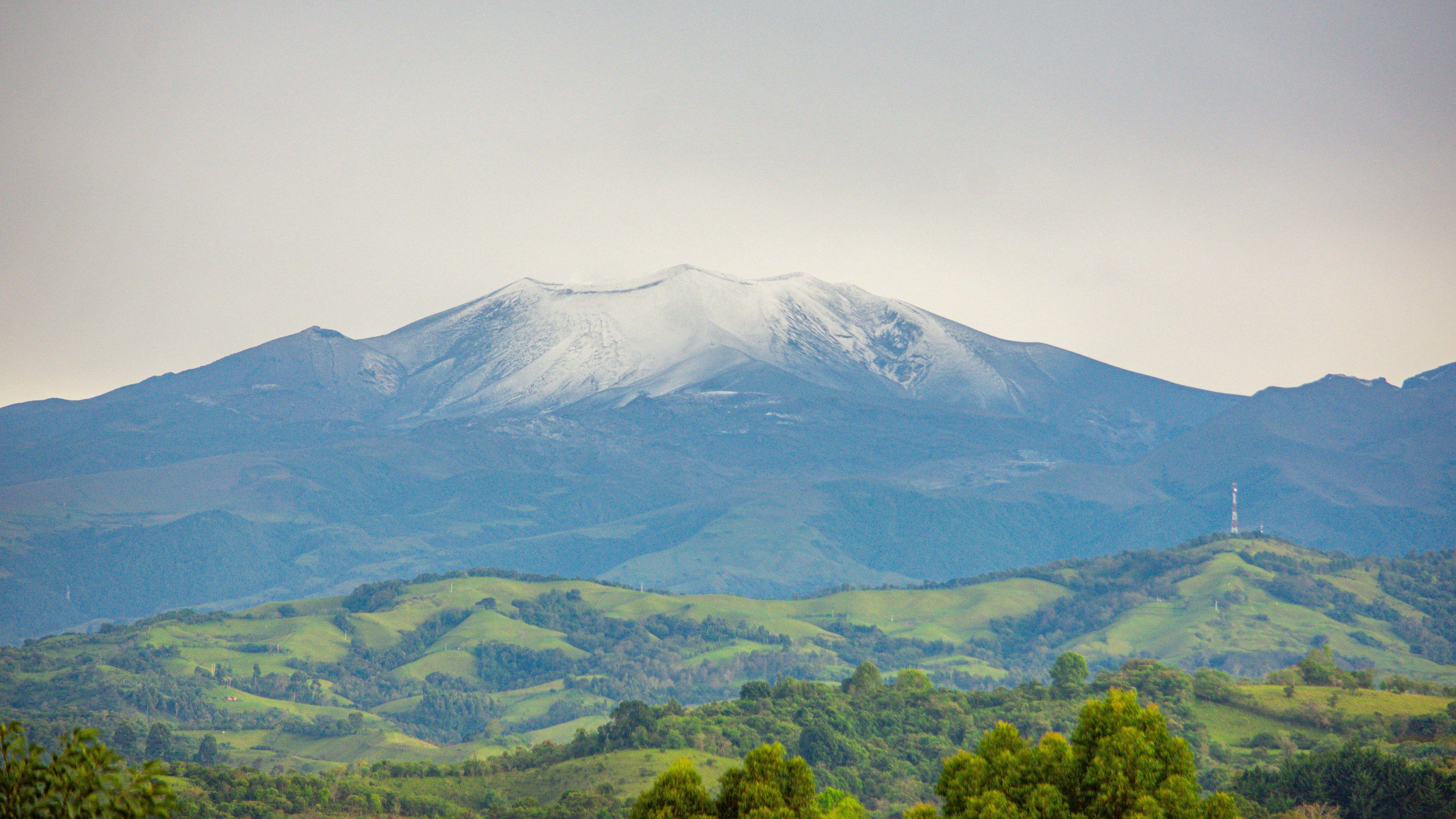 View of Purace Volcano in Colombia.