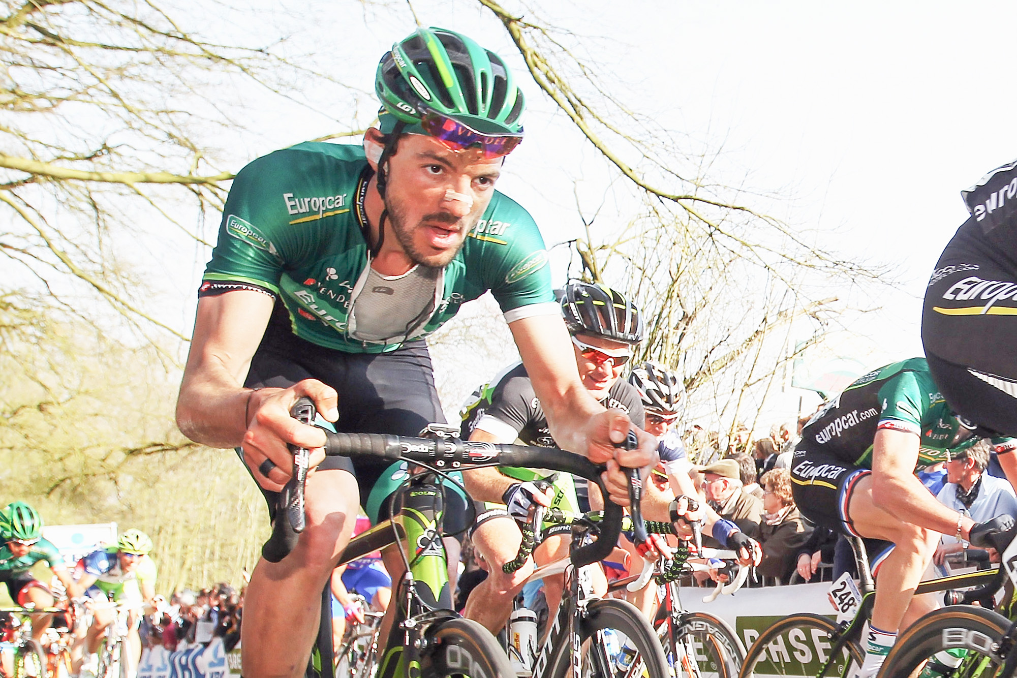 Sa&iuml;d Haddou racing up the Kemmelberg at Gent-Wevelgem in 2012