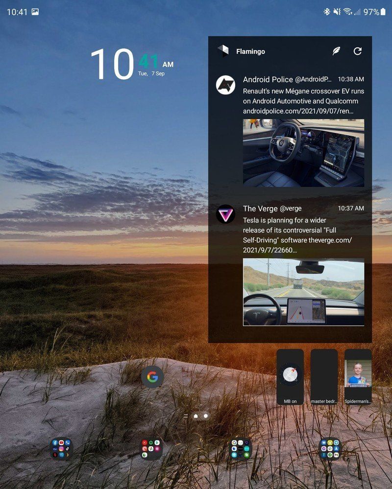 Samsung Galaxy Z Fold 3 Layout Mirror Screenshot