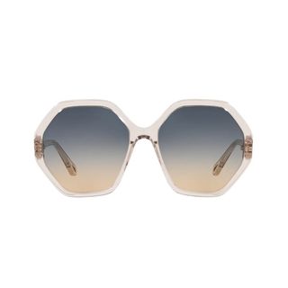Hexagonal framed oversized sunglasses with gradient lenses