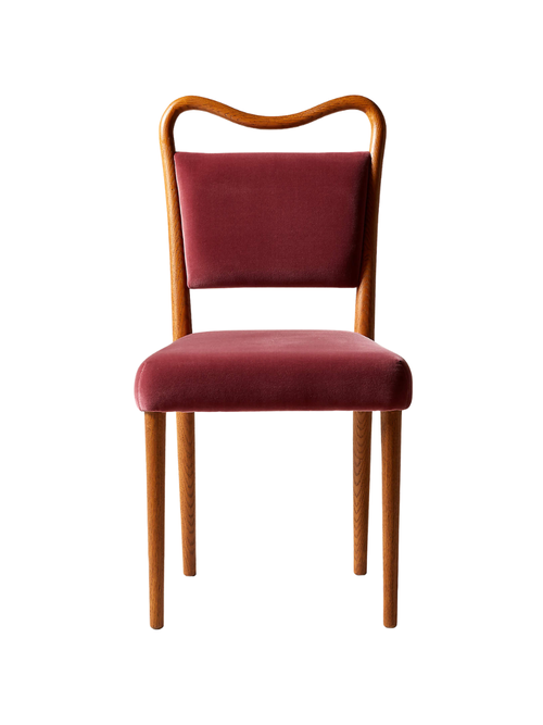 Monte Oak Wood and Rose Velvet Dining Chair