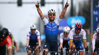Mark Cavendish of United Kingdom and Team Quick-Step - Alpha Vinyl celebrates at finish line as race winner during the 103rd Milano-Torino 2022 
