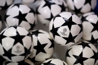 A view of the draw balls during the UEFA Champions League 2022/23 Round of 16 draw at the UEFA Headquarters, The House of the European Football, on November 7, 2022, in Nyon, Switzerland.