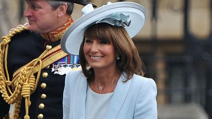 Carole Middleton arrives to attend the Royal Wedding of Prince William to Catherine Middleton at Westminster Abbey on April 29, 2011