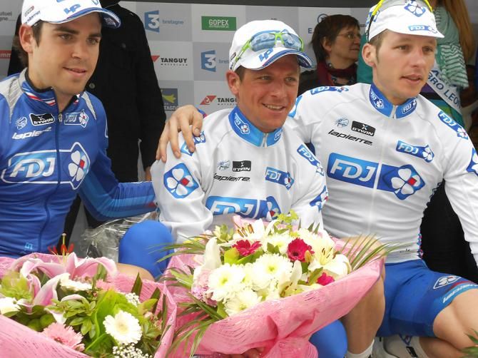 Three happy FDJ riders: Le Bon, Mourey, Geslin