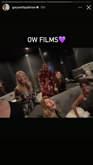 Gwyneth Paltrow watching The Color Purple via Instagram Stories