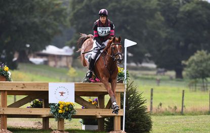 Sarah Bullimore riding COROUET in 7YO of the London Capital & Finance Osberton International near Worksop in Nottingham in the UK between 29 - 30th September 2018 jumping exercise for focus