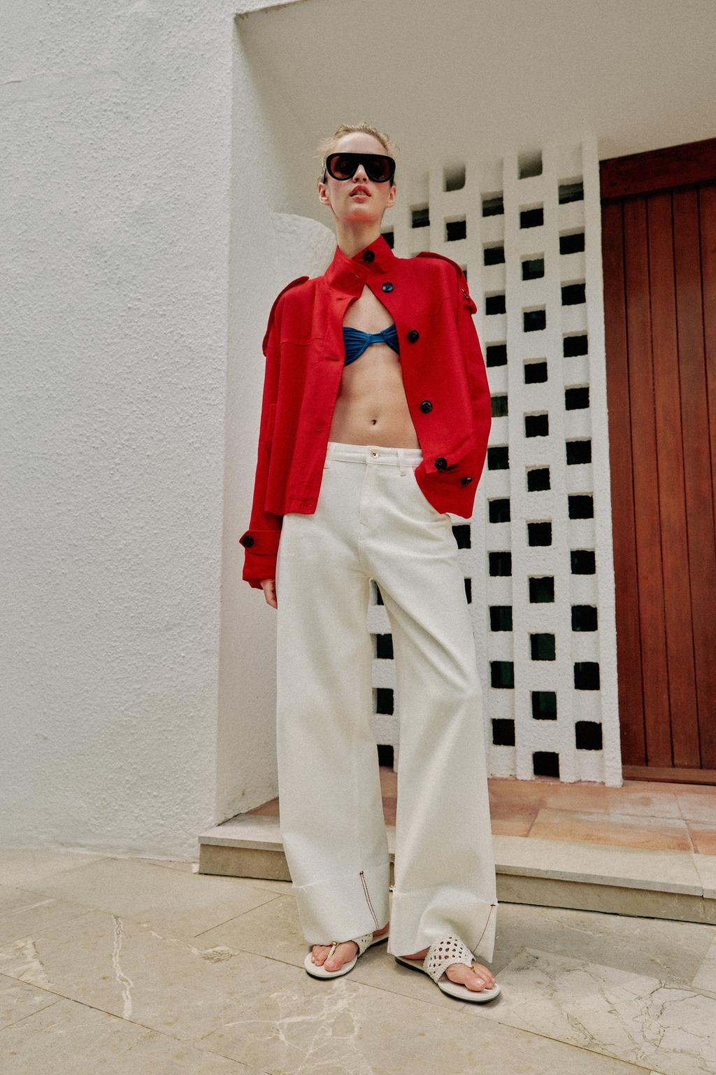 Zara, High-Collar Linen Jacket