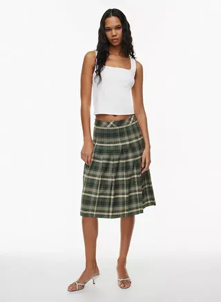 Olive Midi Pleated Skirt