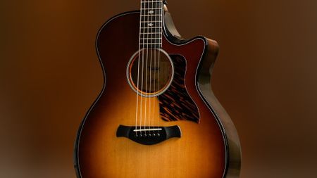 A photo showing a detail of the Taylor Next Generation 514ce Builder&rsquo;s Edition in Kona Burst