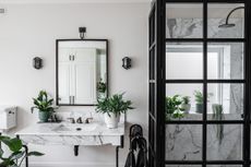How to fertilize houseplants naturally: houseplants in a white modern bathroom by Leaf envy