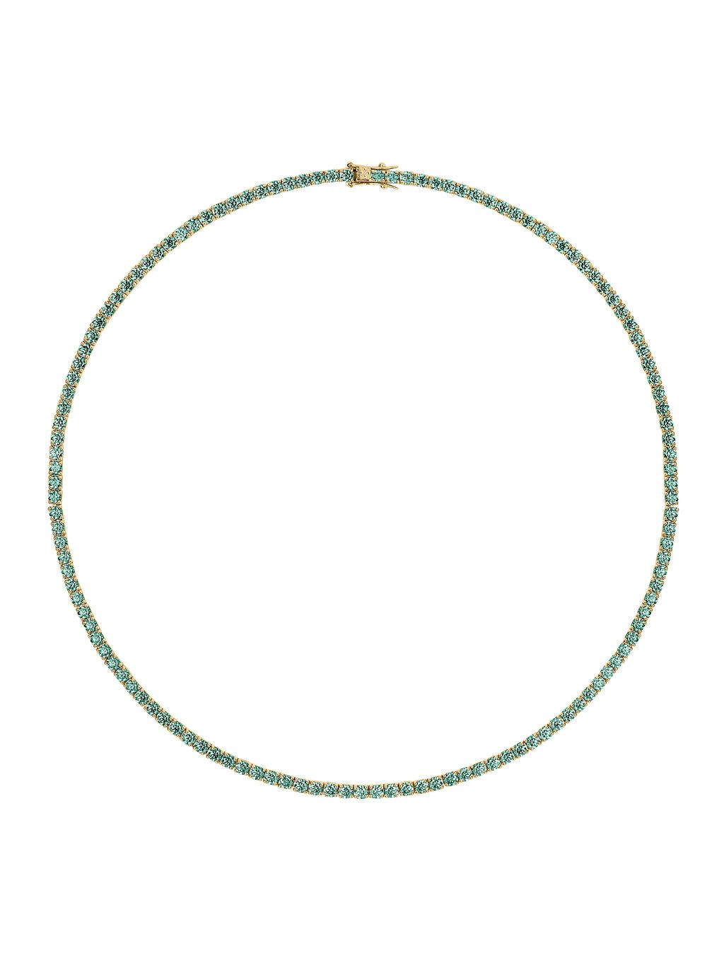 Kate RiviÈre Necklace in 3mm Viridian Green Moissanite, 18k Gold Vermeil