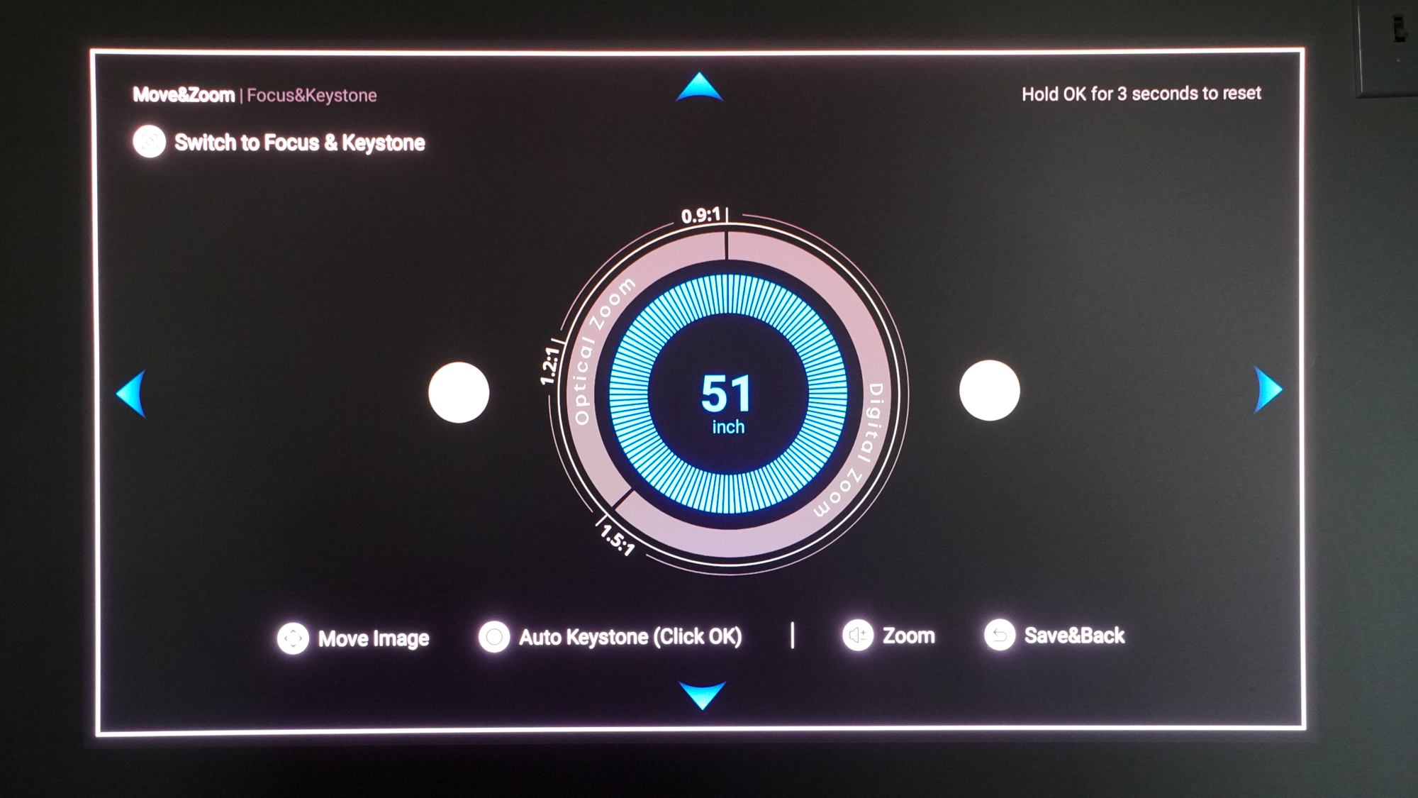 The Move&Zoom function menu for an Anker Nebula X1 projector.