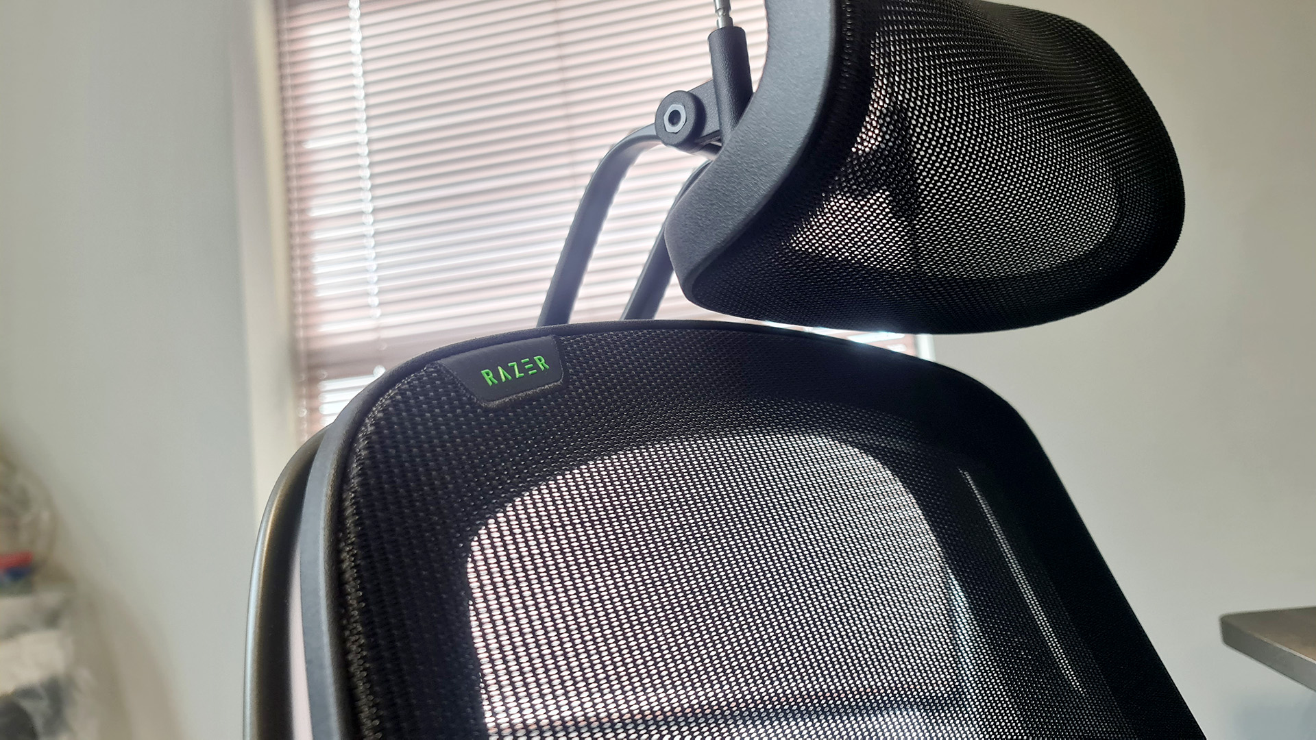 Razer Fujin Pro gaming chair's headrest up-close