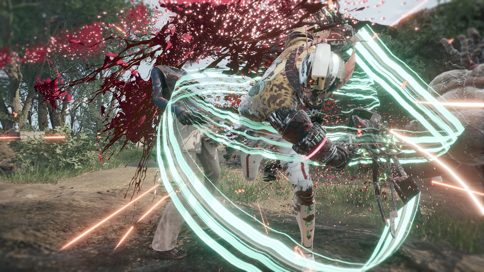 Romeo slashes through enemies with claws while blood splurts in Romeo is a Dead Man