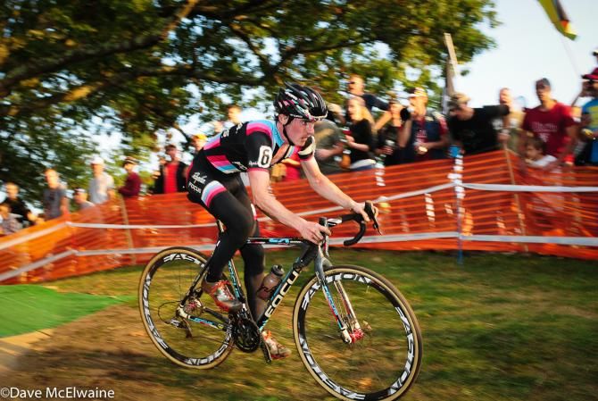 Zach McDonald (Rapha Focus) led on lap one but fell back due to a mishap