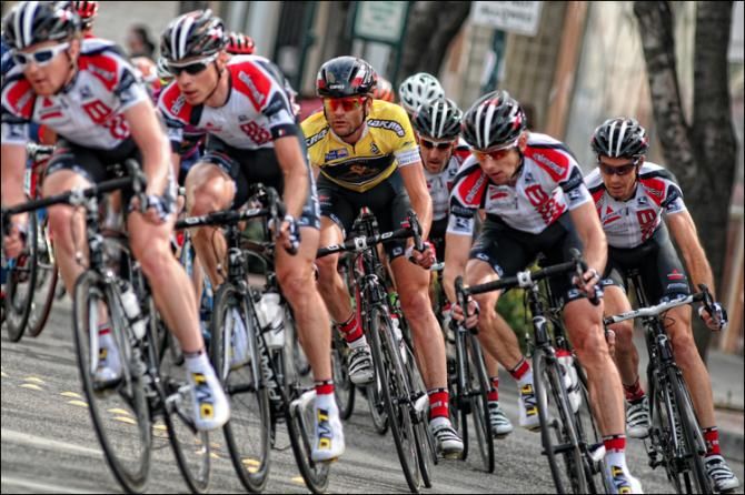 Race leader Phil Gaimon was well looked after by his BISSELL Pro Cycling Teammates.