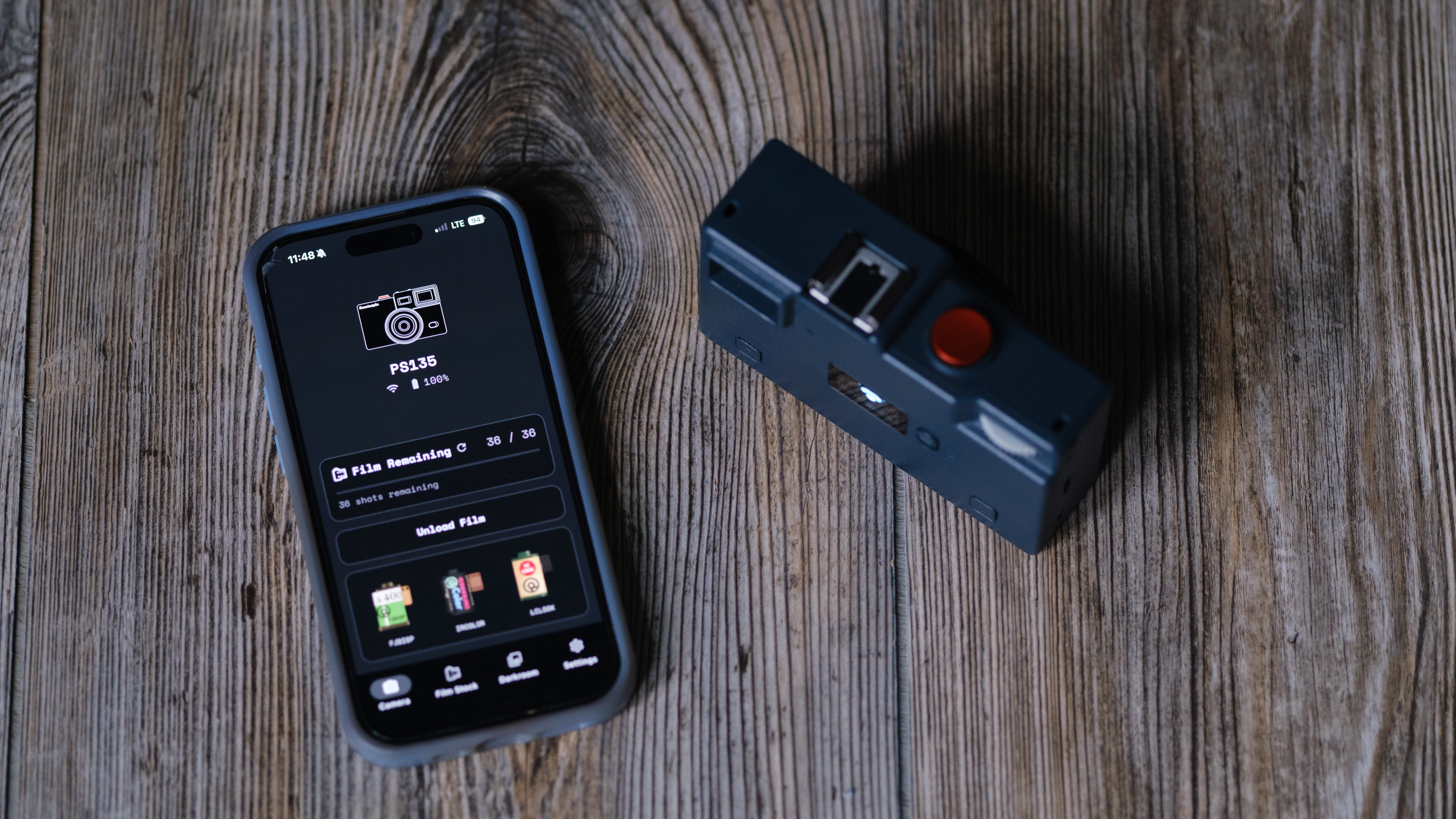 The Rewindpix on a wood background