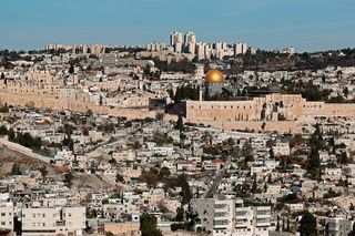 The Dome of the Rock mosque, in the Jerusalem skyline.