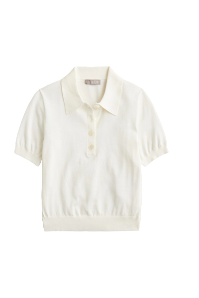 J.Crew, Short-Sleeve Sweater-Polo in Premium Ultra-Fine Cotton (Was $90) 