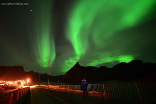 Astrophotographer Chad Blakley sent in a photo of an aurora display seen over a small fishing village on the Lofoten archipelago of Norway. Image taken Oct. 8, 2013.