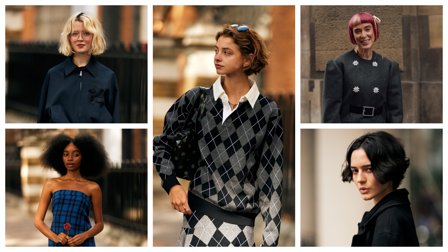 five women in a grid wearing bob haircuts