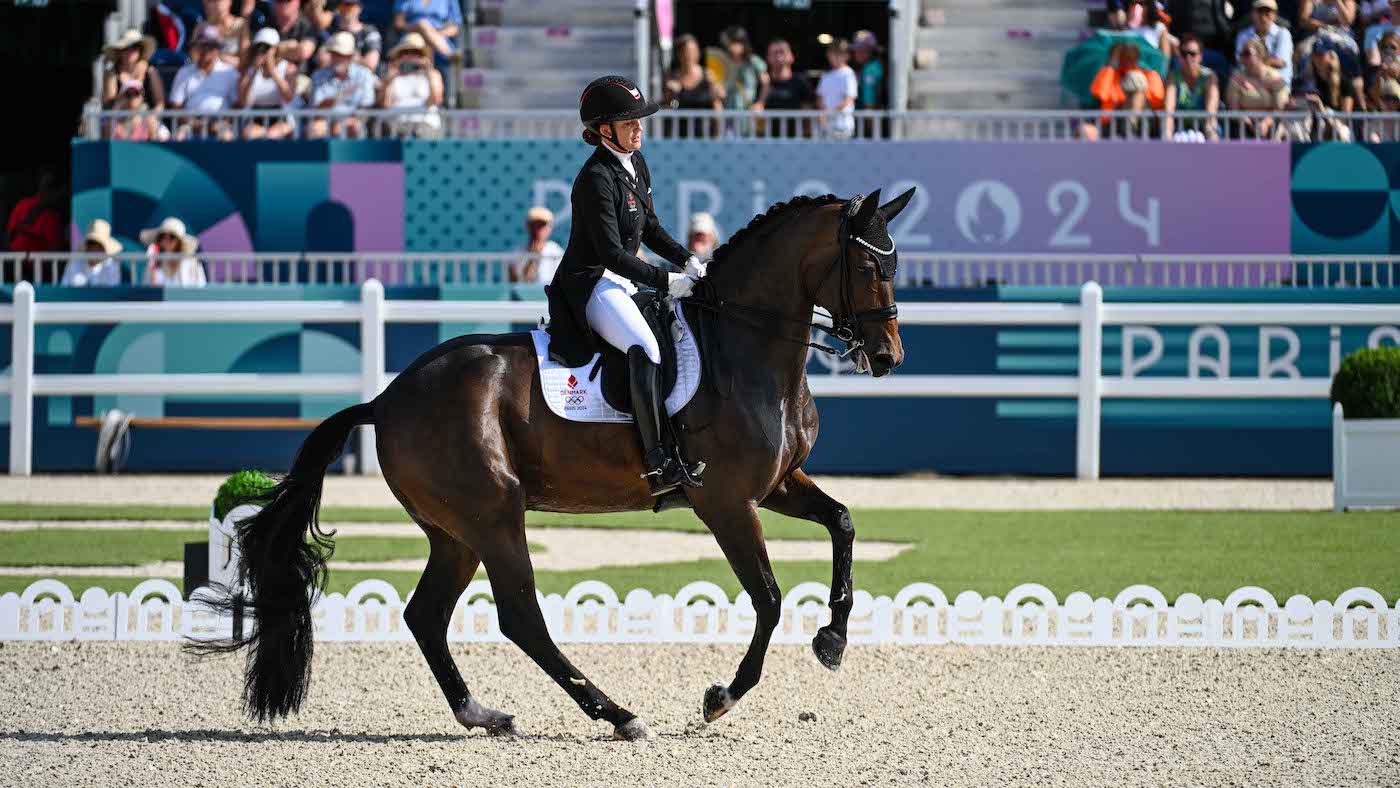 Olympic dressage team medals Cathrine Laudrup-Dufour and Freestyle in the Olympic grand prix test at Paris 2024.