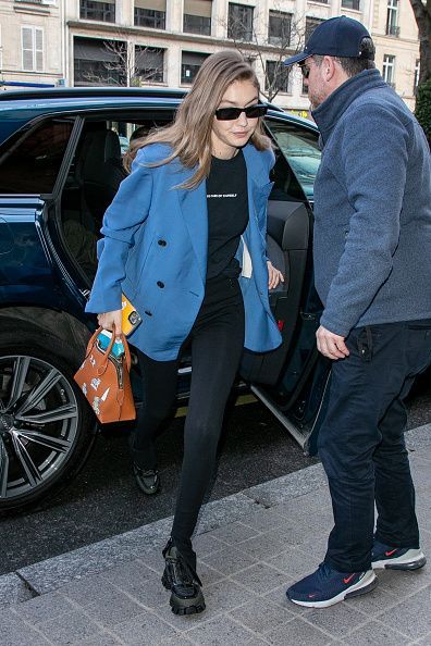 paris, france january 19 model gigi hadid is seen on january 19, 2020 in paris, france photo by marc piaseckigc images