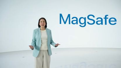 Apple introducing MagSafe at its October 2020 "Hi, Speed" event.