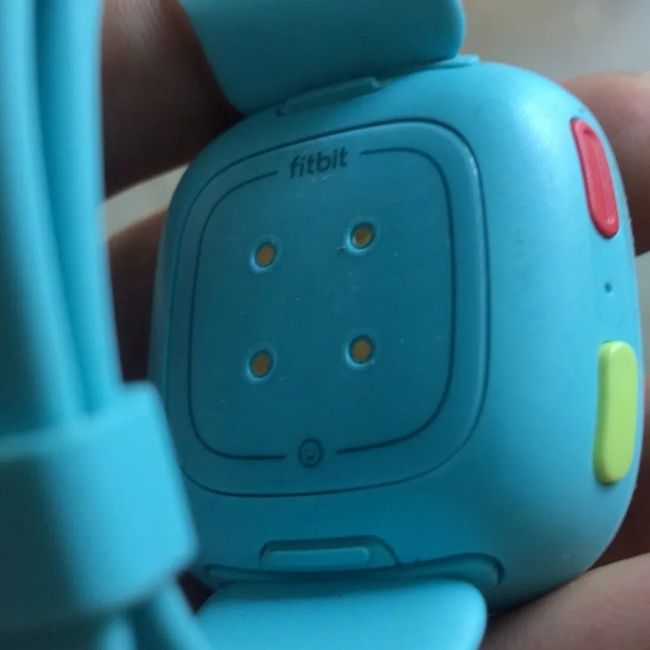 Leaked image of a blue kids' Fitbit smartwatch