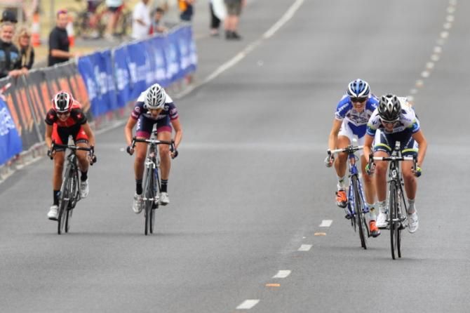 The four leaders begin to sprint