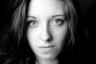 black and white portrait of sad young girl