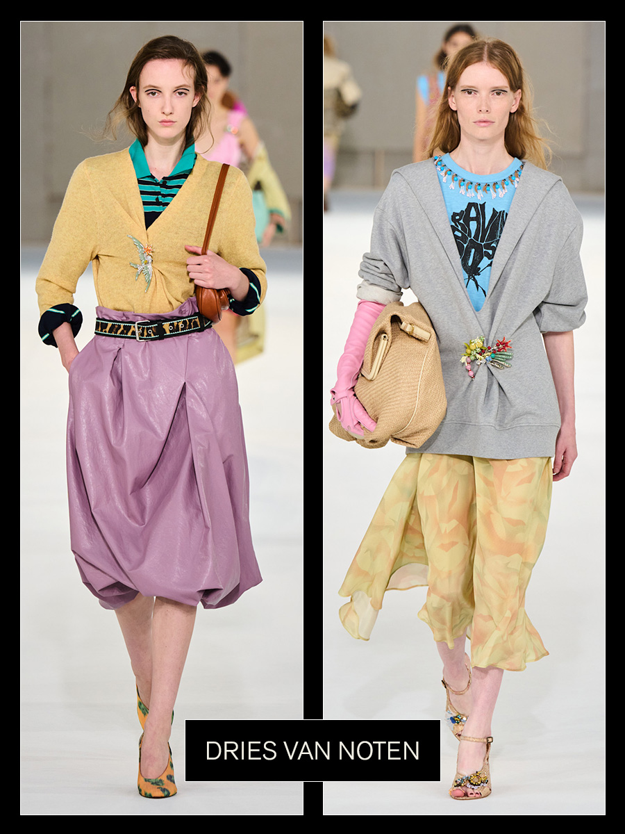 Dries Van Noten S/S 27 models on the runway.
