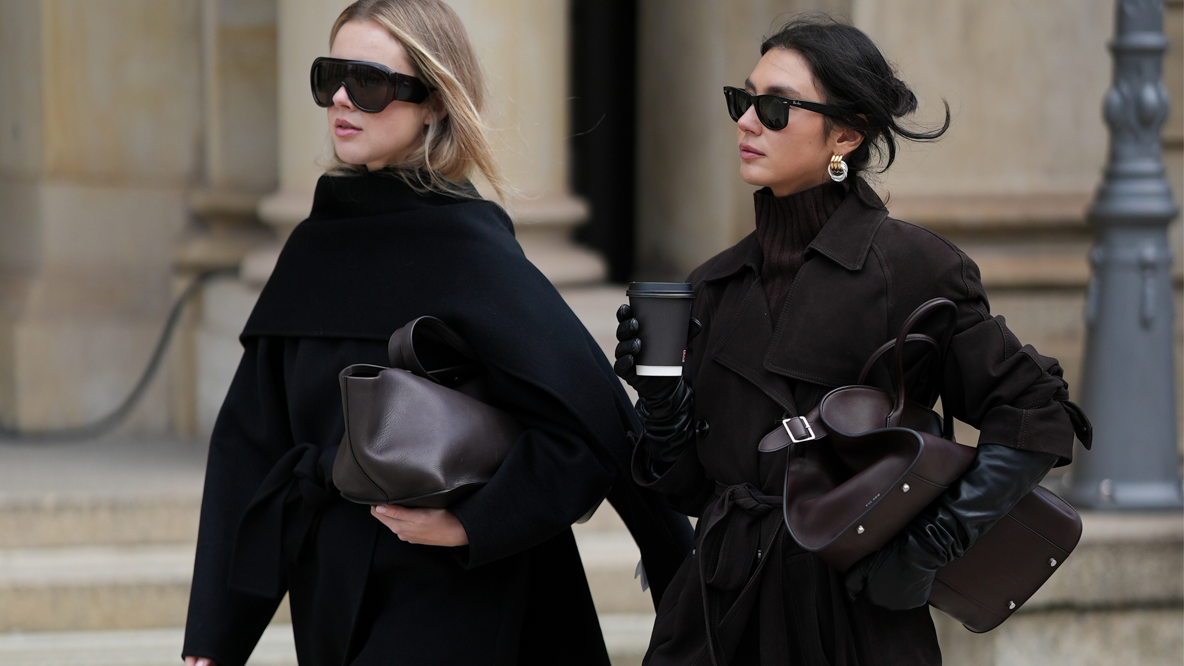 Milena Karl and Isabelle Hartmann seen walking in chic winter coats. 
