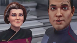 Janeway and Chakotay on Star Trek: Prodigy on Paramount+