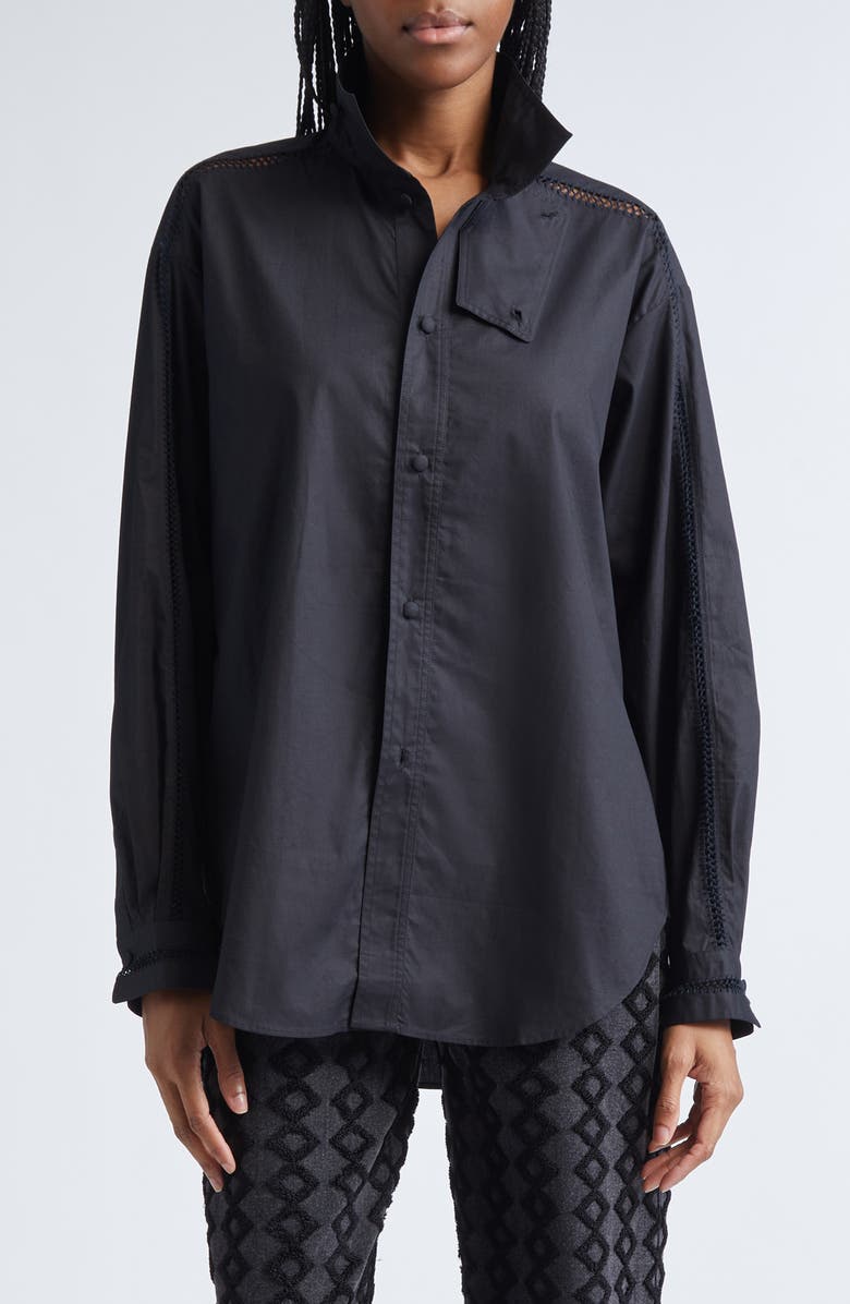 Tab Embroidered Cotton Poplin Button-Up Shirt