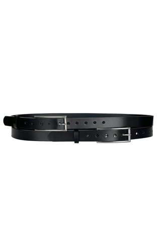 Double Buckle Leather Belt by Haute Cuir