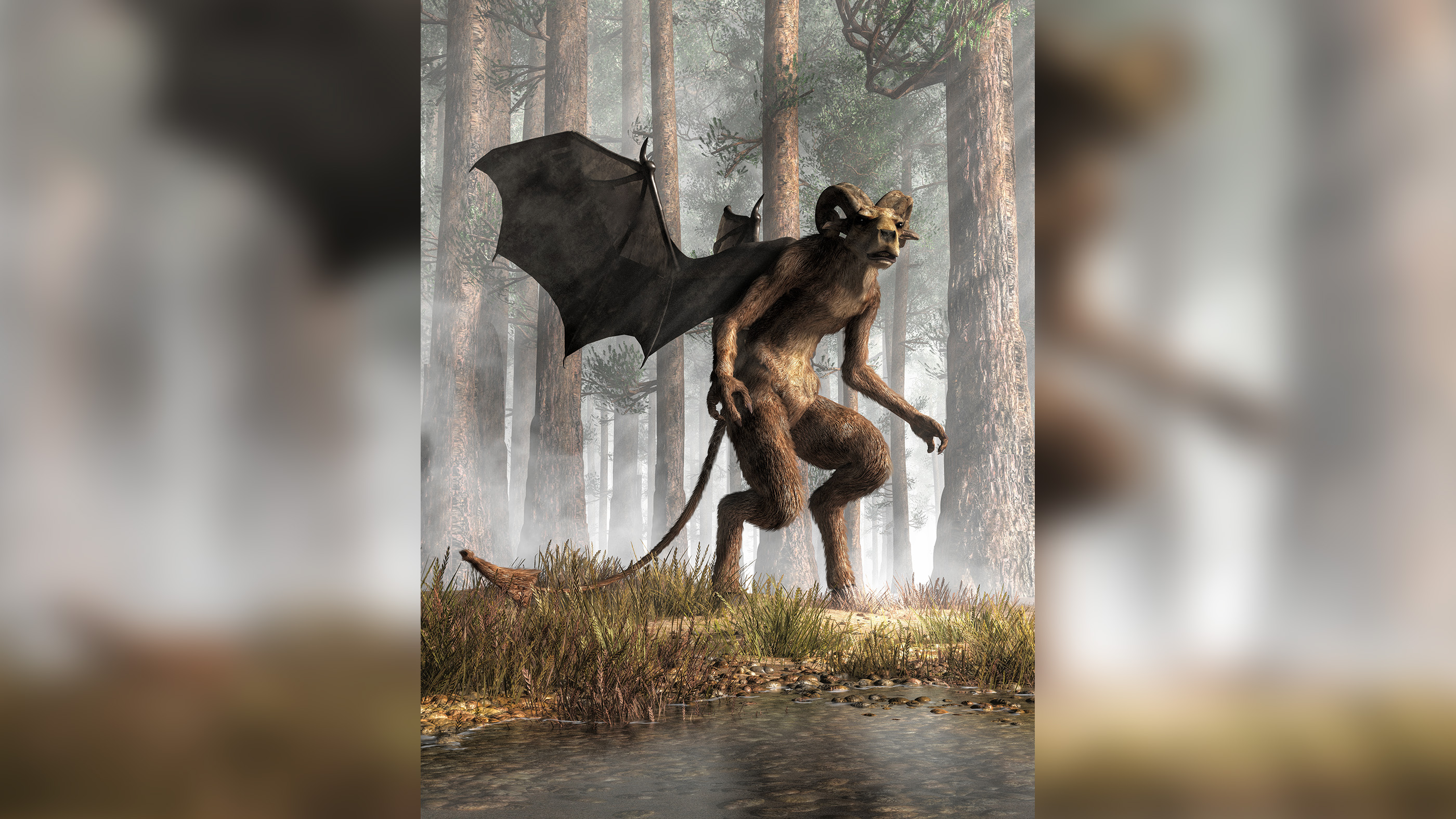 This 3D rendering shows what the mythical Jersey Devil supposedly looked like, with hoofed feet, horns and bat wings. The Jersey Devil is a legendary cryptid of southern New Jersey.