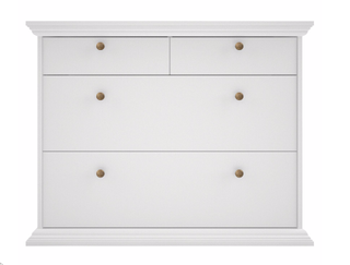 Isabella White Chest of Drawers with two small and two large drawers