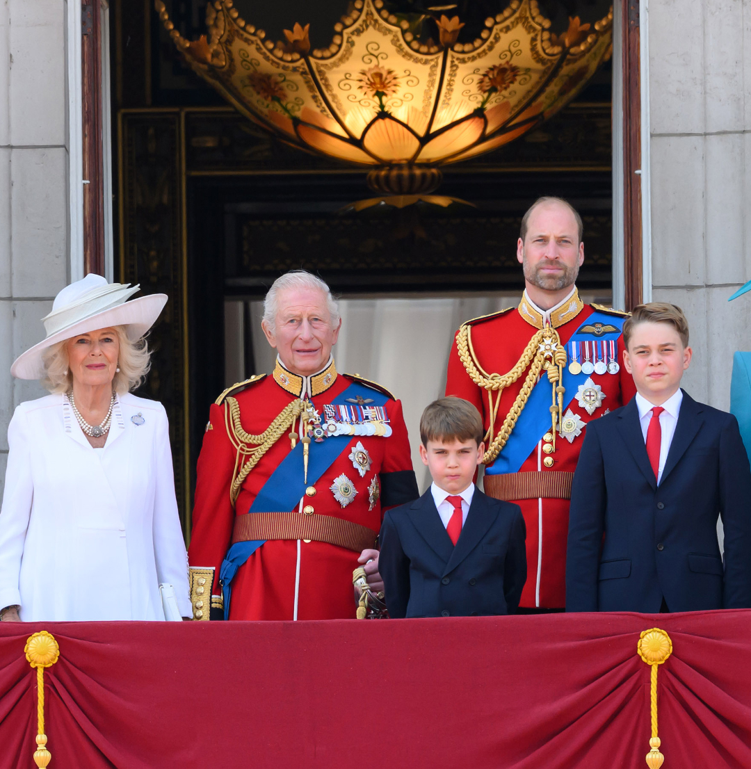 King Charles and members of the Royal Family on the balcony of Buckingham Palace at Trooping the Colour