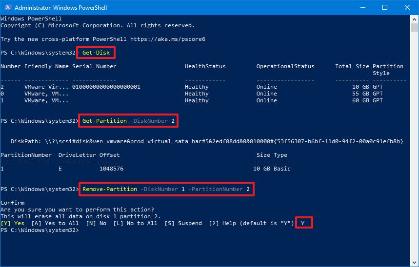 PowerShell remove partition with unassigned letter