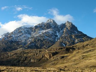 A mountain toward the eastern edge of Patagonia's Chacabuco Valley.