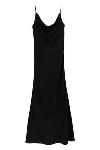 Isabel Cowl-Neck Satin Midi Dress