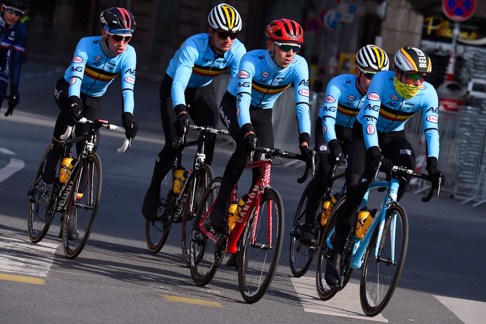 Young Belgian riders get in a training ride