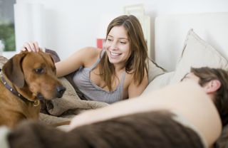 Letting your dog sleep on your bed could help you get a better night's rest