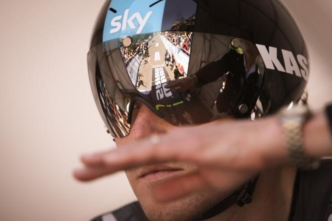 Luke Rowe (Sky) waits for the go-ahead in the start house