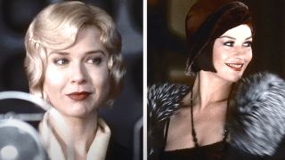 Renee Zellweger and Catherine Zeta-Jones pictured smiling side by side in Chicago.